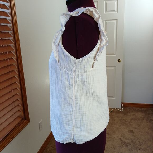 LC Super Soft Tank Top Vest M cream organic cotton button-up ruffles fully lined - Picture 2 of 12